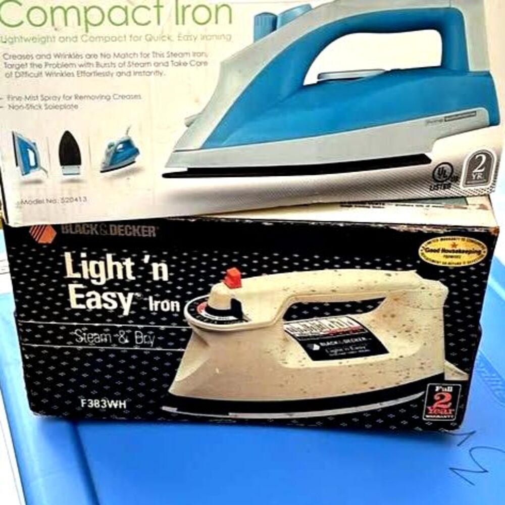 Lot of 2 Irons - Black & Decker Light 'n Easy & Living Solutions Compact Irons